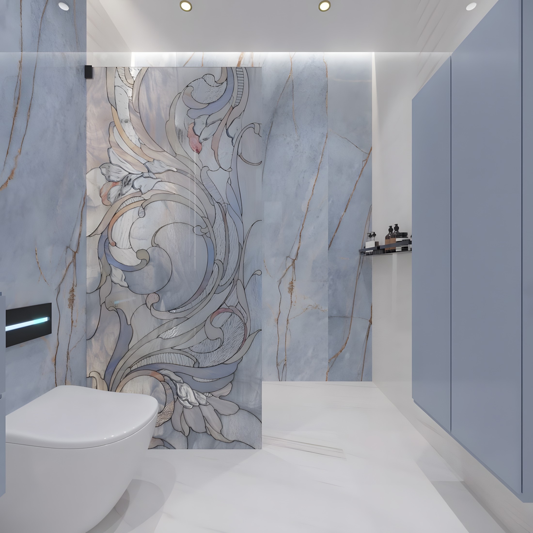 Blue Bedroom Interior Design in the Art Deco Style | Ideas and Pictures