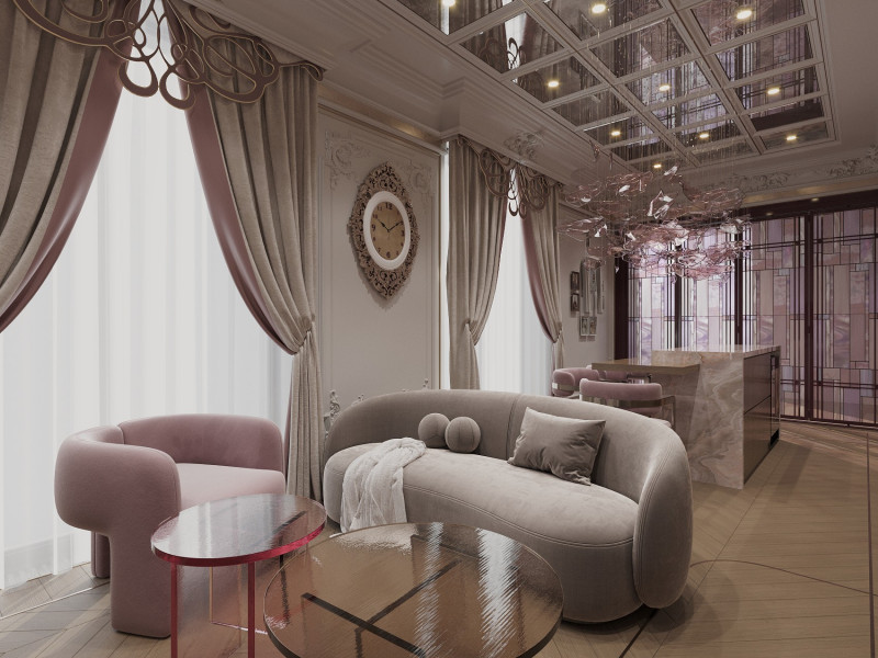 Apartment design in Art Nouveau style