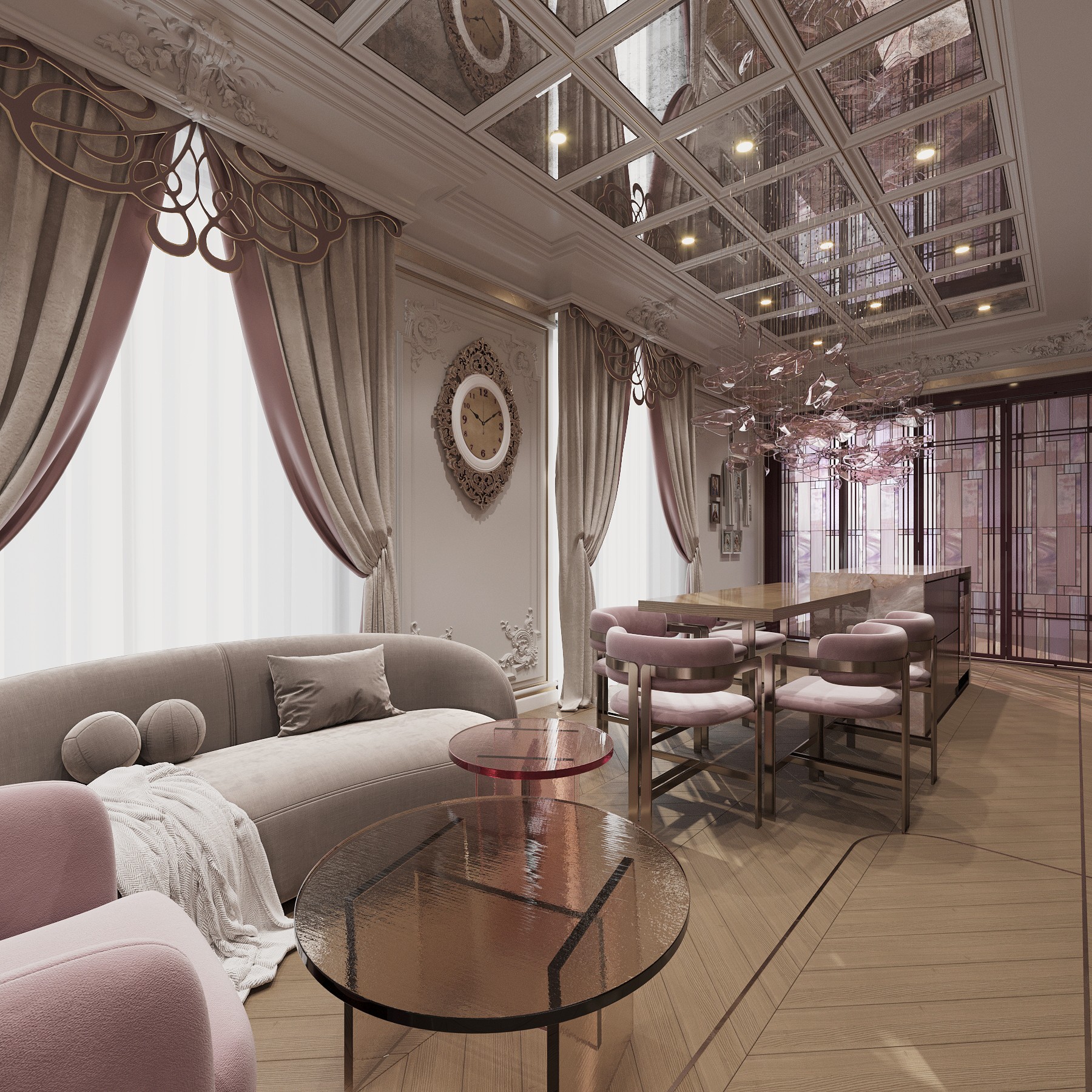 Apartment design in Art Nouveau style